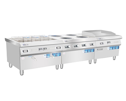 电磁油炸炉+四头凹炉+铁板烧